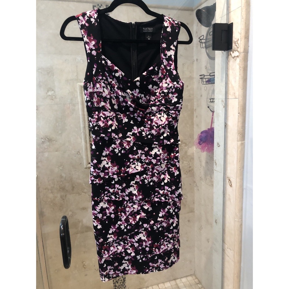 White House Black Market Dress Pink Trellis Slimming S 4 Cocktail Formal